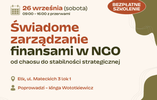 OWES Ełk zaprasza na bezpłatne szkolenie pt.”Świadome zarządzanie finansami w NGO-od chaosu do stabilności strategicznej”